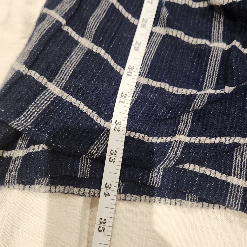 Dolan Anthropologie Breton Gauze Dress Navy Blue Plaid Tie Front Shirt Dress - Picture 10 of 11